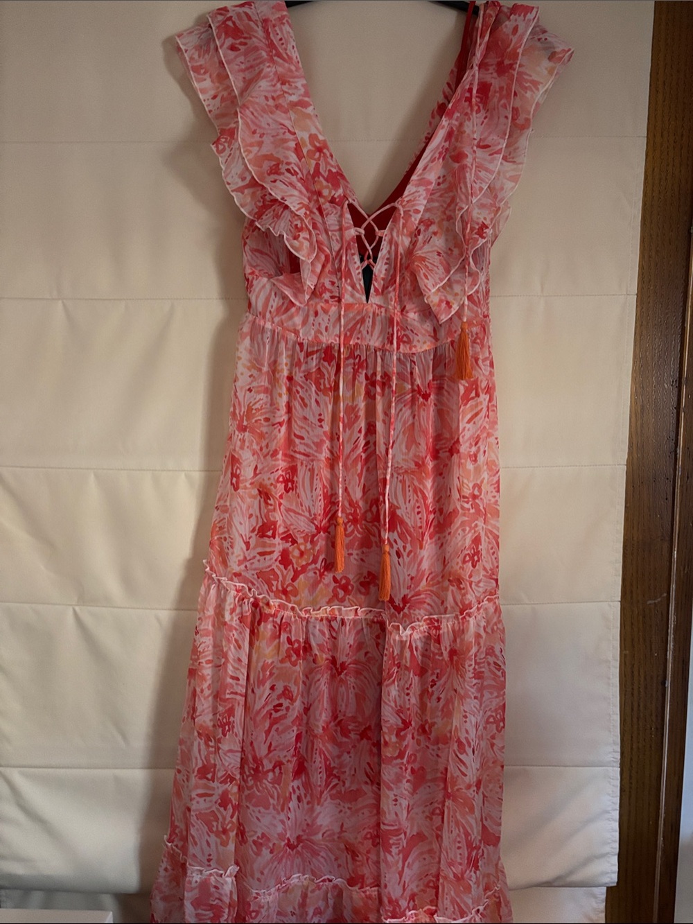 Floral Pink Ruffle Tiered Maxi Dress